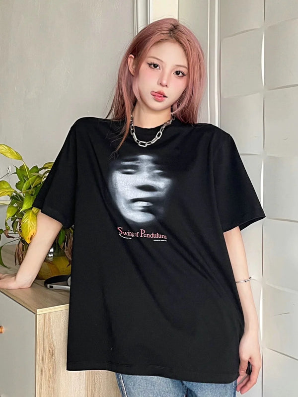 cyberpunk streetwear top featuring 24ss vintage vtg retro high street phantom avatar print 100 cotton casual loose tops t shirt