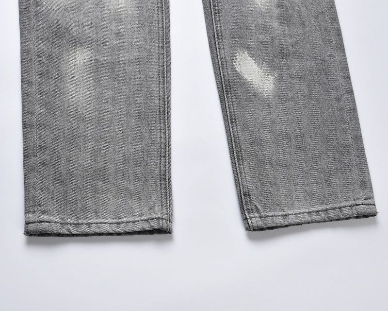 distreesed frayed painted casual baggy jeans for men ripped streetwear washed gray denim trousers oversized unisex hole cargos unique cargo style 4709