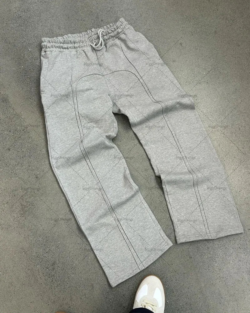 hip hop trendy brand streetwear high street retro striped baggy sweatpants men y2k harajuku drawstring wide leg casual trousers unique joggers style 2675