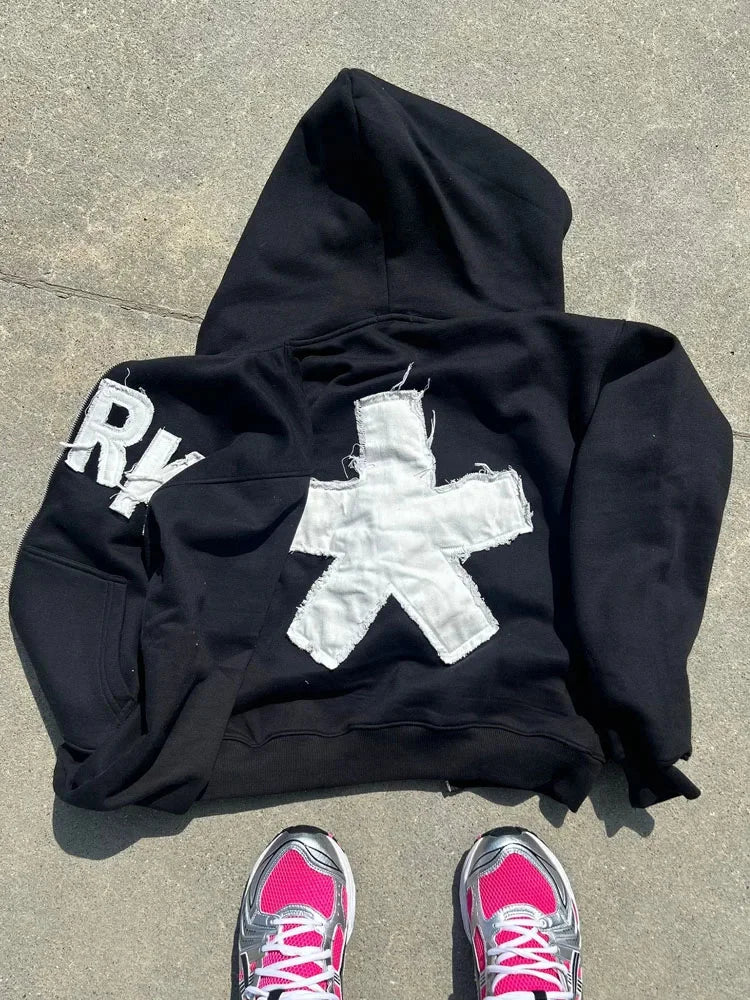 Old-school hip-hop hoodie with graffiti-style lettering