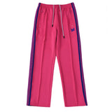 rose red embroidery pants casual men woman loose retro side edge weaving sweatpants trousers straight leg pants sporty tapered joggers