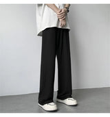 summer texture straight pants for men korean fashion baggy wide leg trousers casual drape pleated striped y2k pantalones hombre unique default style 503