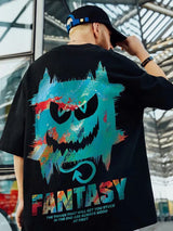 Skatercore Chrome print – Harajuku Devil Graffiti Print Oversized Tee Shirts Men Summer