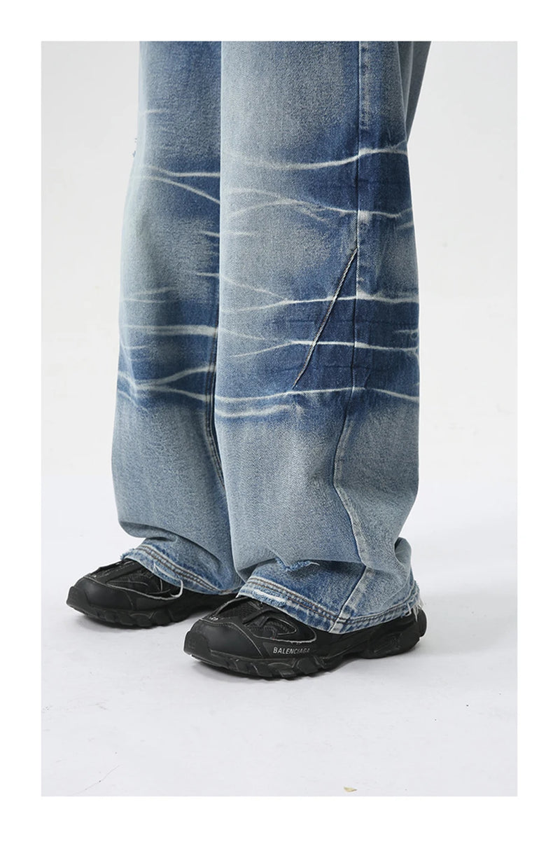 vintage blue baggy jeans man loose straight denim pants harajuku hip hop jeans trousers men unique jeans style 693
