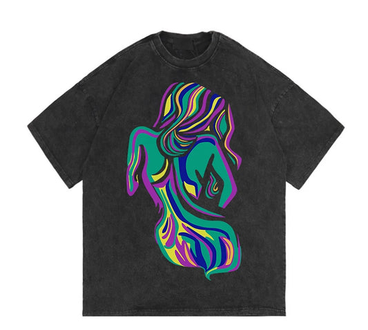 Y2k Broken heart – Rainbowtouches Washed T Shirt Men Original Brand Vintage Uni