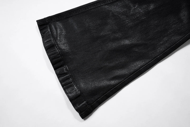 y2k streetwear wax leather strecth jeans for men and women ropa hombre baggy flare pants oversized straight denim trousers 1 unique jeans style 1147