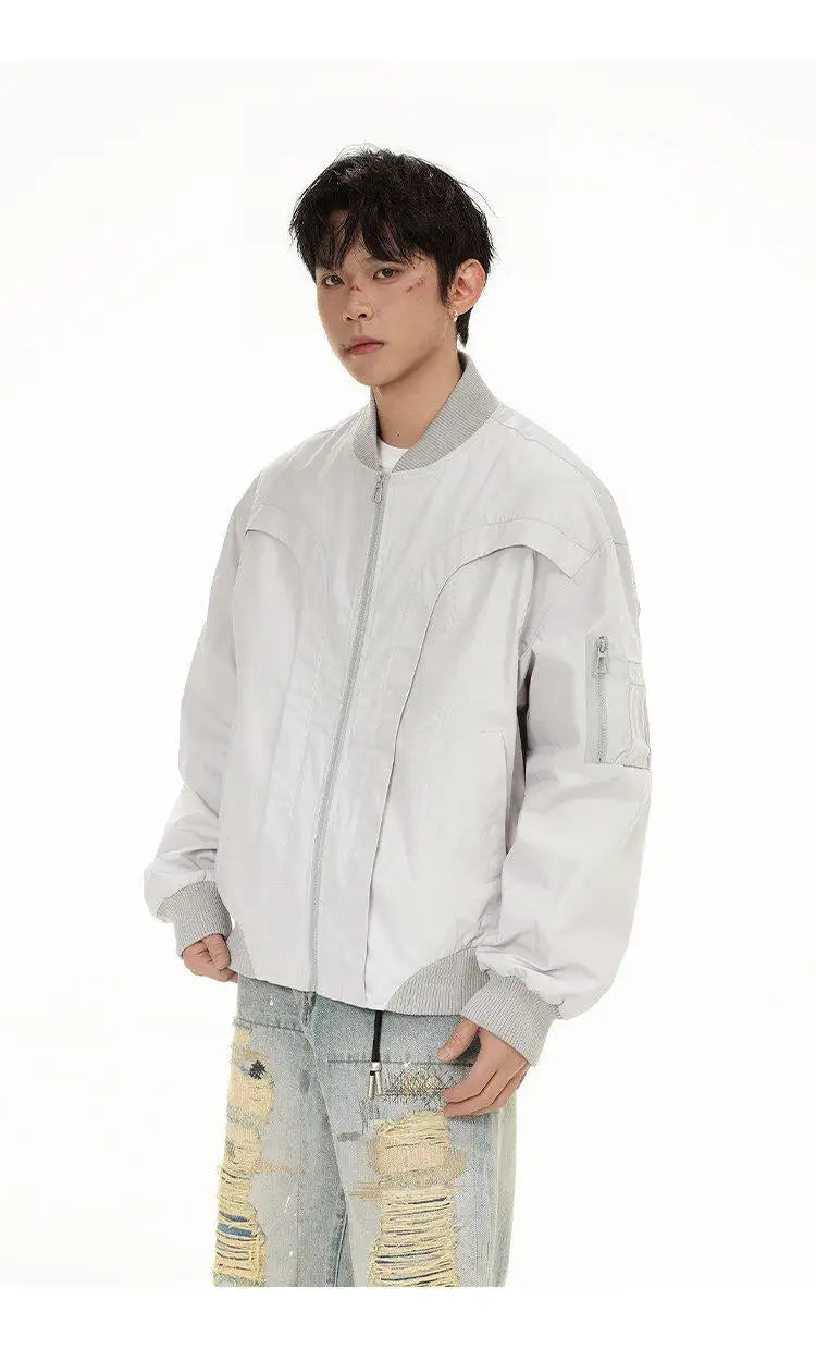 leather varsity jacket, layered style, men's streetwear fashion, trendy oversized fit, urban techwear design, modern hip hop 