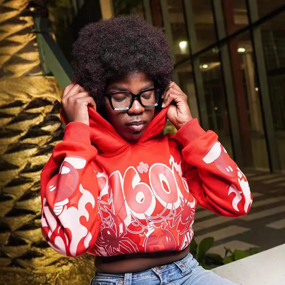 Y2k Pullover Long Sleeved Sweatshirt Vintage Printed Pattern Streetwear Tops Vintage Clothes Dark Punk Jacket