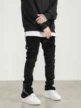 mens corduroy cargo pants new casual hip hop side pockets skinny trousers streetwear bottom zipper fashion slim fit pant joggers unique joggers style 4116