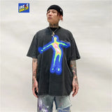 Vaporwave Aesthetic print tee – Distorted Portrait Printing Short Sleeved T Shirt Hip Hop Su