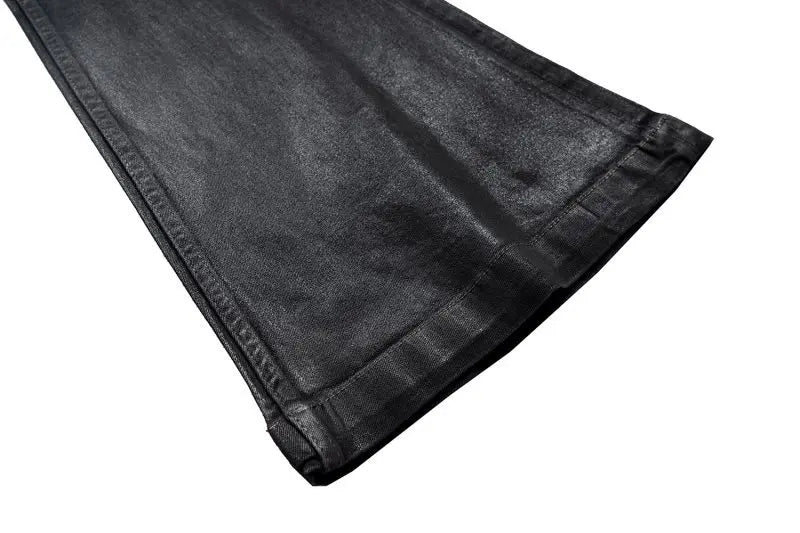 european and american street batik black paint coat wide jeans pants fashionable baggy contoured distressed flared denim jeans unique jeans style 1603