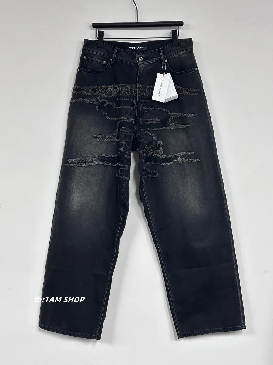2024 brand new classic embroidered denim zipper fit y project pant jeans cotton denim pants comfort casual jeans 786 unique jeans style 269