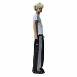 new hip hop baggy jeans harajuku goth y2k jeans for men black striped embroidered wide leg denim pants high street streetwear unique jeans style 306