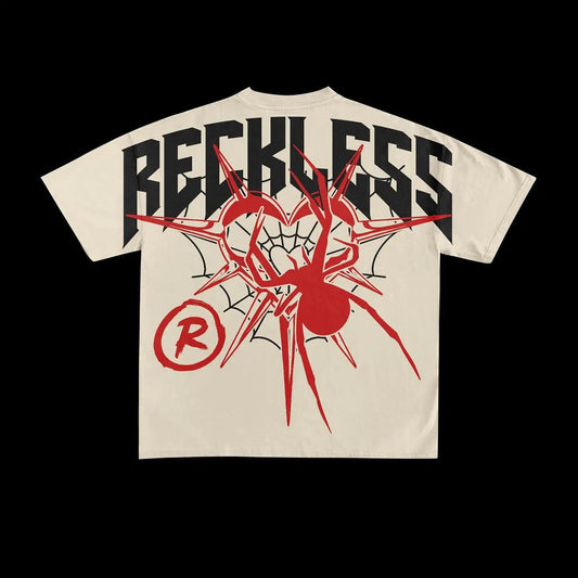 Grunge Y2K T-Shirt – Bleached Effect with Cursed Skull Art