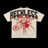 Grunge Y2K T-Shirt – Bleached Effect with Cursed Skull Art