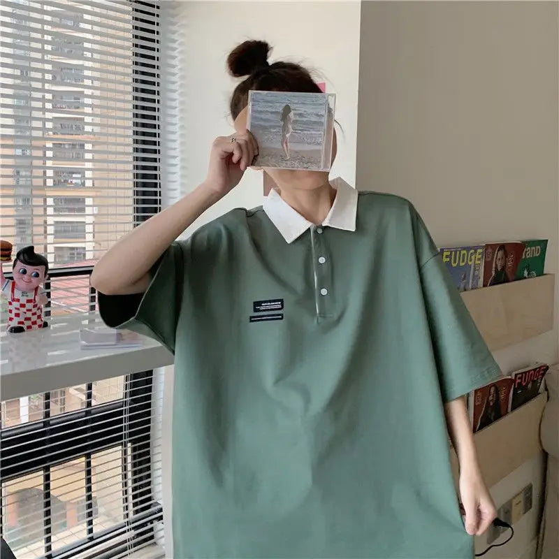 Vaporwave Chrome logo – Pure Cotton Hong Kong Style Pure Cotton Polo Shirt Short Sle