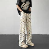 cotton casual pants men fashion retro colored plaid pants men streetwear hip hop loose hollow out pants mens hole trousers m 3xl clean everyday pants