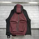 Brand New 2023 Mens under my car Armor zipper Parkas Windproof hooded jacket Tatting Purple Multiple pockets outdoor Wear #350