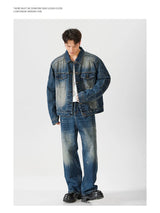winter street style featuring 2024 spring autumn new oversized armor padded jean coat for men turtle shell ripped denim jacket for men super size clothes design – premium quality jacket for men