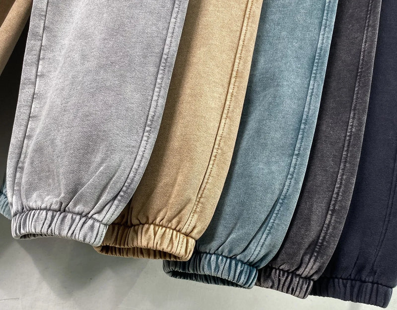 high street dark distressed vintage baggy joggers pants ins versatile drawstring sports pants men washing wax dyeing sweatpants unique joggers style 3190