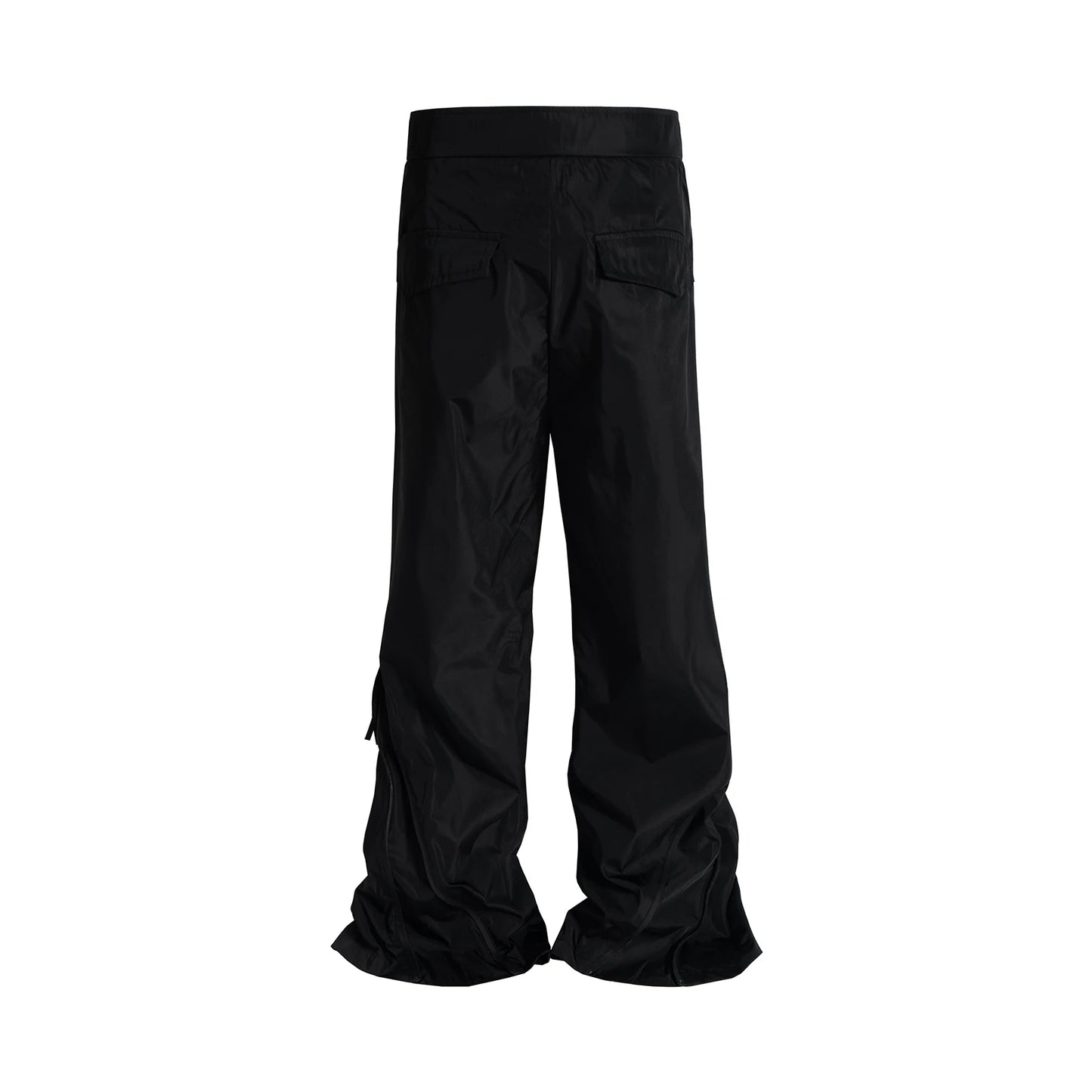 streetwear ribbons functional curve zipper baggy cargo pants for men vibe style straight baggy casual trousers oversized utility cargo pants