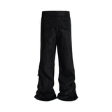 streetwear ribbons functional curve zipper baggy cargo pants for men vibe style straight baggy casual trousers oversized utility cargo pants