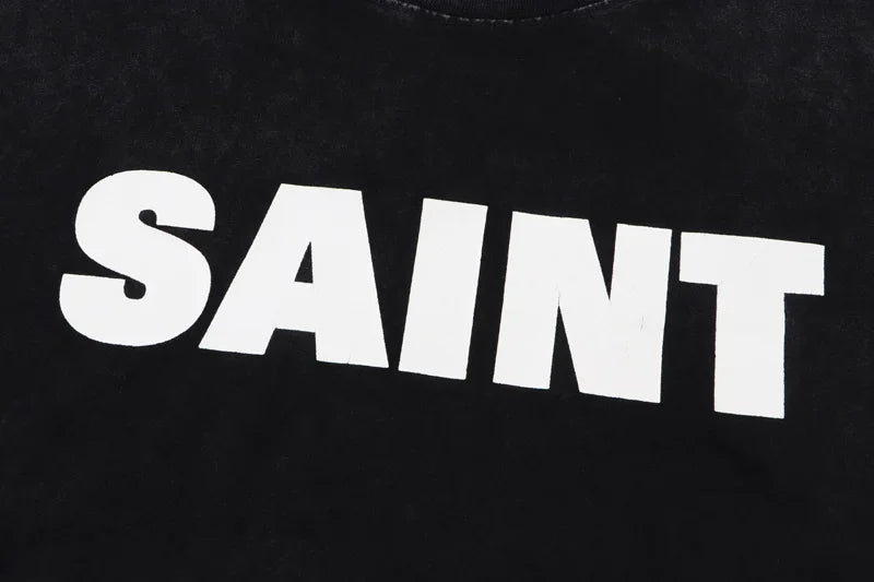 Y2K Graphic Tee – Newest Saint T Shirts Letter Pattern Tops Tee Men Woman Spri – Urban Streetwear for Men & Women