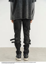 mens high street jeans casual hip hop military cargo pockets trousers new fashion slim fit zipper skinny denim pants joggers unique joggers style 2705