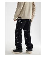 fashion graffiti printed denim jeans mens unisex casual zipper straight jeans streetwear hip hop loose black jean pants joggers unique joggers style 4279