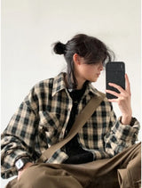 japanese college mens sets rough edge embroidery plaid shirt jackets big pocket retro cargo pants 2 pcs 2024 new casual suits unique cargo style 4444