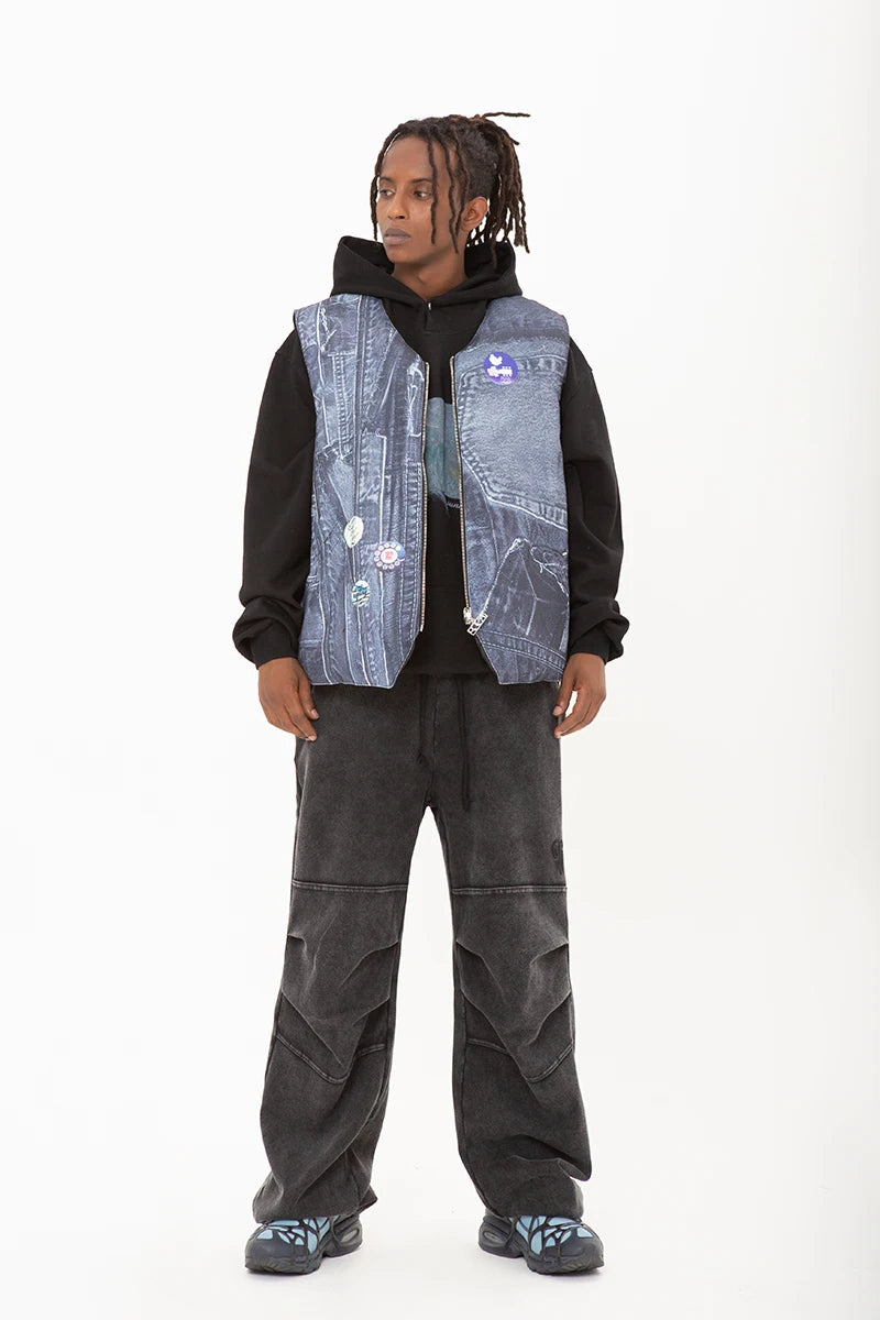 hip hop loose jacket vest unisex casual cotton padded vests mens harajuku streetwear printed sleveless warm reversible coat n - variant style aff455 for streetwear fashion