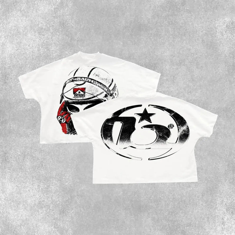 urban oversized tee with manga text blocks and broken layout