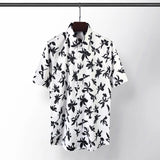New 2021 luxury Men Classic Hibiscus Flowers Fashion 50% Silk Casual Shirts Shirt high quality Pocket Short sleeves #A48