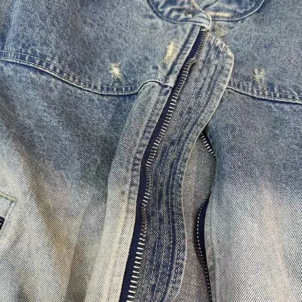 urban fashion featuring collarless wash denim motorcycle jacket design – premium quality jacket for men