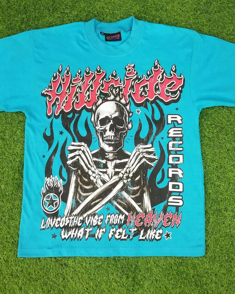 Cyberpunk Melting smiley – 2024 New Summer Trend Skull Bone Print Oversized T Shirt Men