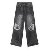fashion loose streetwear denim jeans new casual wide legs straight jean pants hip hop ripped joggers baggy jeans men clothing unique joggers style 4385