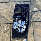 harajuku popular anime kokushibo print baggy jeans new style wide leg trouser y2k streetwear for men women high waist pants unique jeans style 4329
