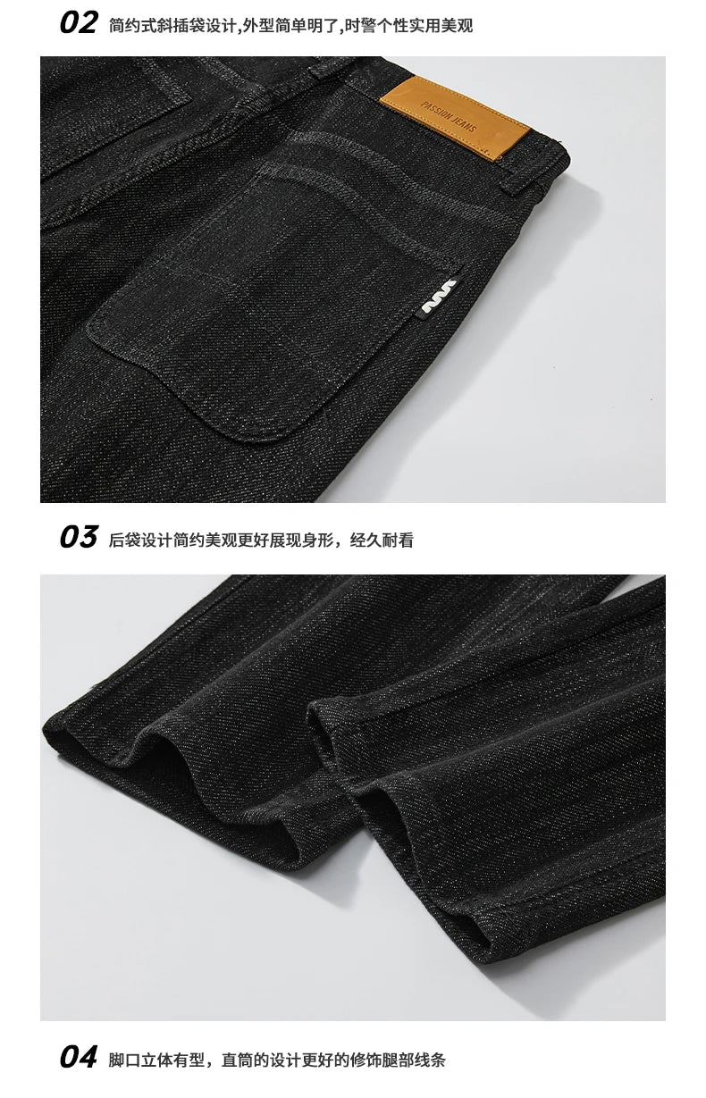 plus size 28 42 micro elastic jeans men classic fashion casual loose straight black denim jeans pant cityboy jeans long trousers unique jeans style 2147