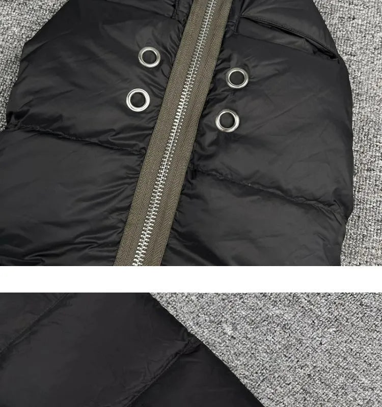 Winter Men's Down Jacket Coat Dark Style Shark Head Masked Zipper Goose Down Warm Regular Down Jacket Coat For Men And Women