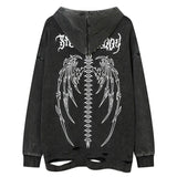 cyberpunk crying character featuring fashion skull printed hoodies hip hop retro washed bottom ripped sweatshirt streetwear men hooded warm fleece loose tops hoodies