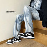 2023 summer new fashion jeans men loose all match casual pants straight leg pants boutique clothing simple style cargopantsmen combat utility trousers