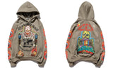 Punk Hoodie Men Streetwear Hip Hop Skull Skeleton Print Gothic Fleece