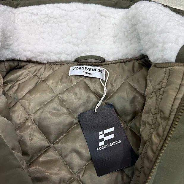 2024AW new cotton dress solid color hooded multi-pocket jacket