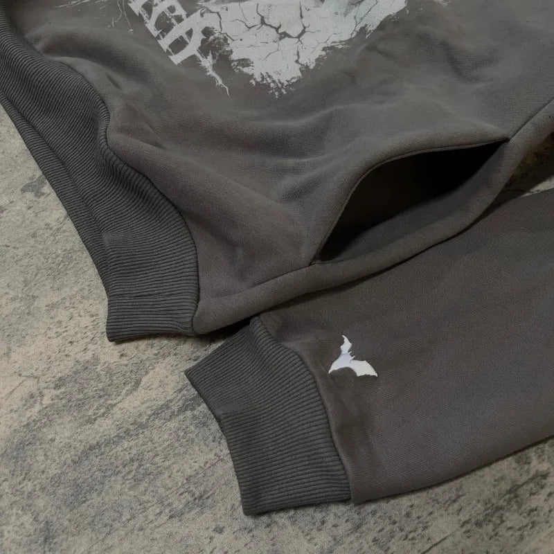 European And American New Dark Style Printed Oversized Hoodie Men Y2K