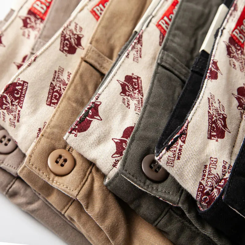 autumn winter heavyweight pure cotton thick american retro workwear khaki pants business casual mens basic solid color pants clean everyday pants