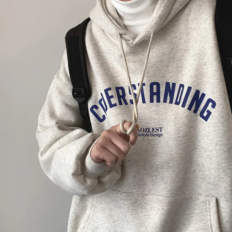 Autumn Mens Letter Design Printed Pullovers Hoodies Y2K Vintage Street