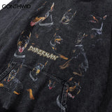 Vintage Men Hoodie Sweatshirt Y2K Doberman Dog Animal Print Punk Goth