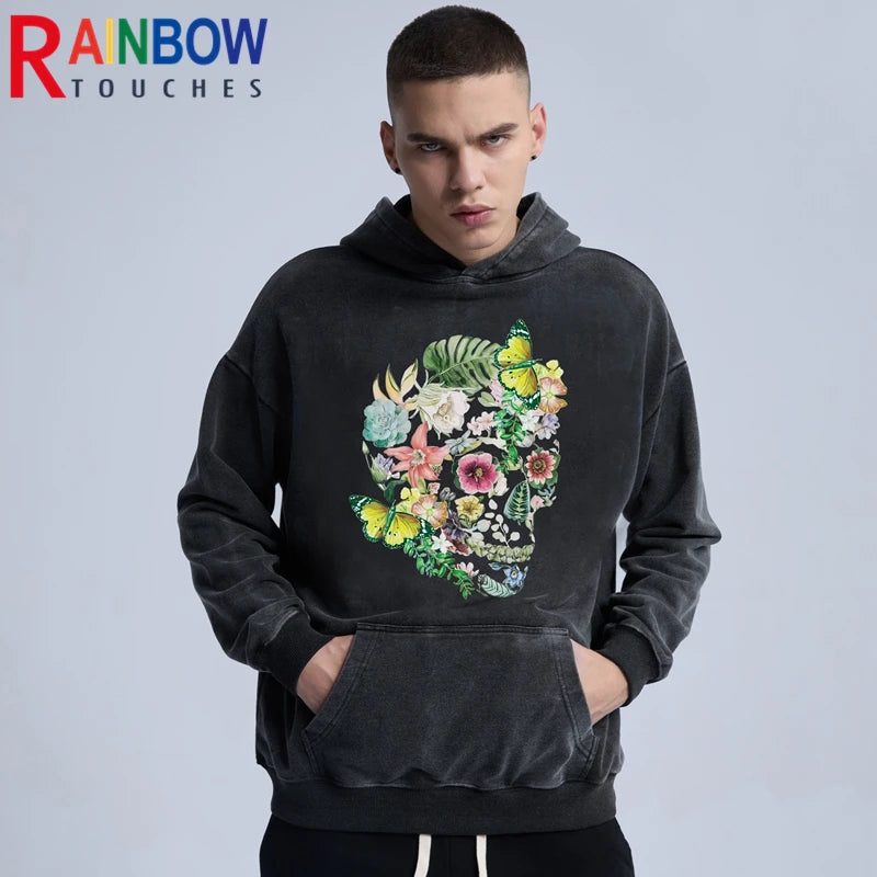 vaporwave crying character featuring rainbowtouches washed hoodie 2022 men fashion autumn hip hop fashion high street skull graphic print unisex essential hoodie