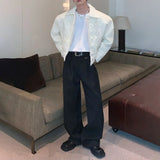 mens casual suit trousers buckle decoration british straight pants streetwear fashion niche commuter pants mens clothing 2024 unique default style 97