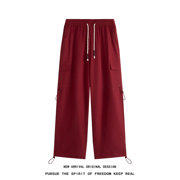 hip hop mens loose fit paratrooper pants drawstring elasticated work pants lightweight quick drying sport climbing trousers minimalist street pants